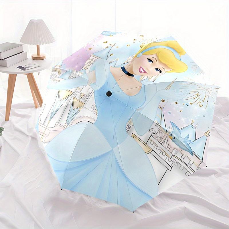 Cinderella, Castle Automatic Opening and Closing Umbrella - 8 Ribs Portable Folding Umbrella with Plastic Handle, Suitable for Leisure and H
