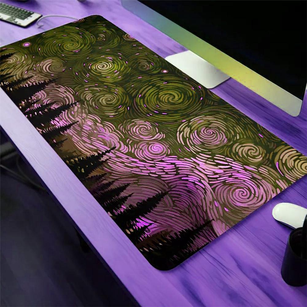 Starry Night Forest Game MousePad Non-slip Rubber Base Desk Mat Suitable for Home Office and Gaming Suitable for Desk Mouse Mat
