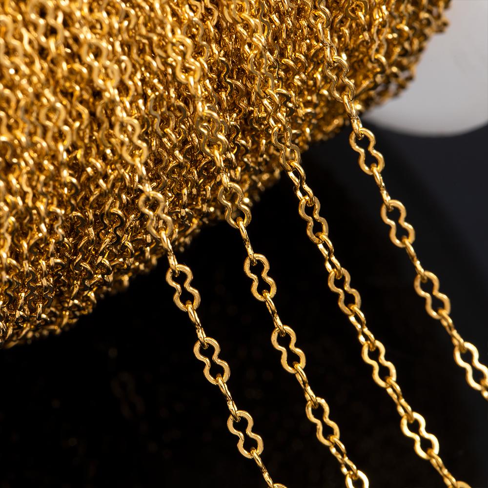 1Meter Fahsion Necklace Chain Stainless Steel 8 Shape Cross Double Loop Link Chain DIY Handmade Bracelet Material Jewelry Making