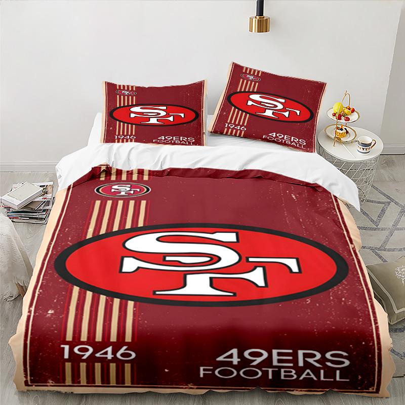 Vintage 49ers Football Bedding Set 3pcs, High Quality Bedding Set Including 1pc Duvet Cover And 2pcs Pillowcases for Bedroom, Dormitory Gift
