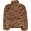 Nike Logo Print Stand Collar Loose Warm Fleece Jacket Women Outerwear Brown DQ6843-258