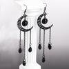 Vintage Gothic Vampire Witch Black Moon Earrings for Women New Creative Halloween Party Personalized Jewelry Accessories