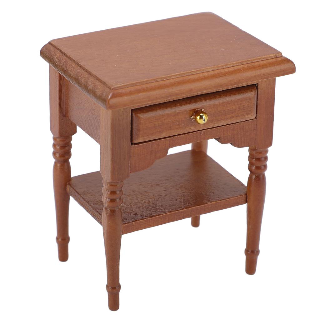 1:12 масштаб кукольный домик тумбочка миниатюрный прикроватный столик каштановый деревянный прикроватный шкаф мебель для