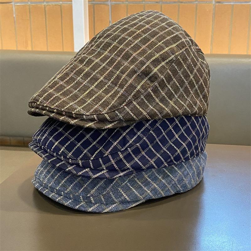 Ретро клетчатая кепка вперед осенне-зимняя универсальная для лица кепка с козырьком литературная уличная защита от износа берет художника