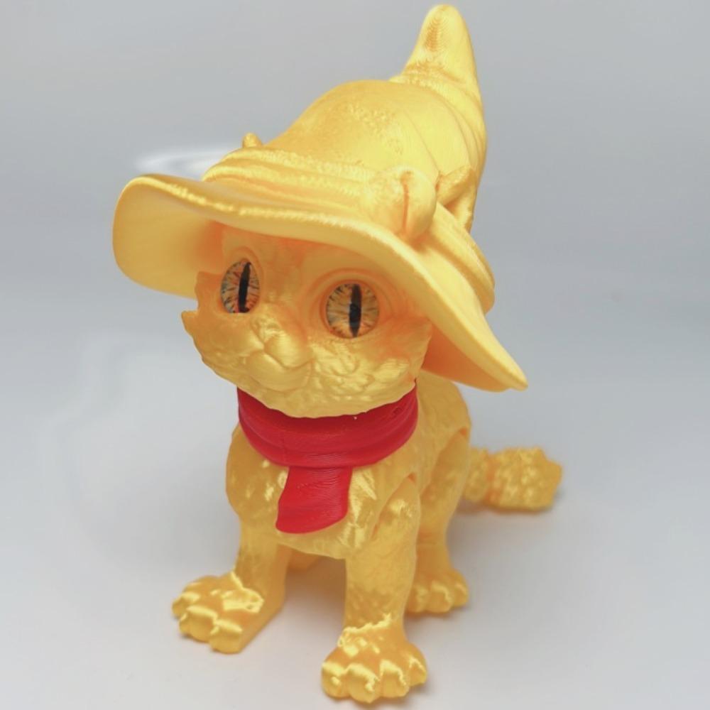 Модель кошки, напечатанная на 3D-принтере, из пластика, креативная скульптура, шарнирная кукла кошки, технология 3D-печати, реалистичный дизайн