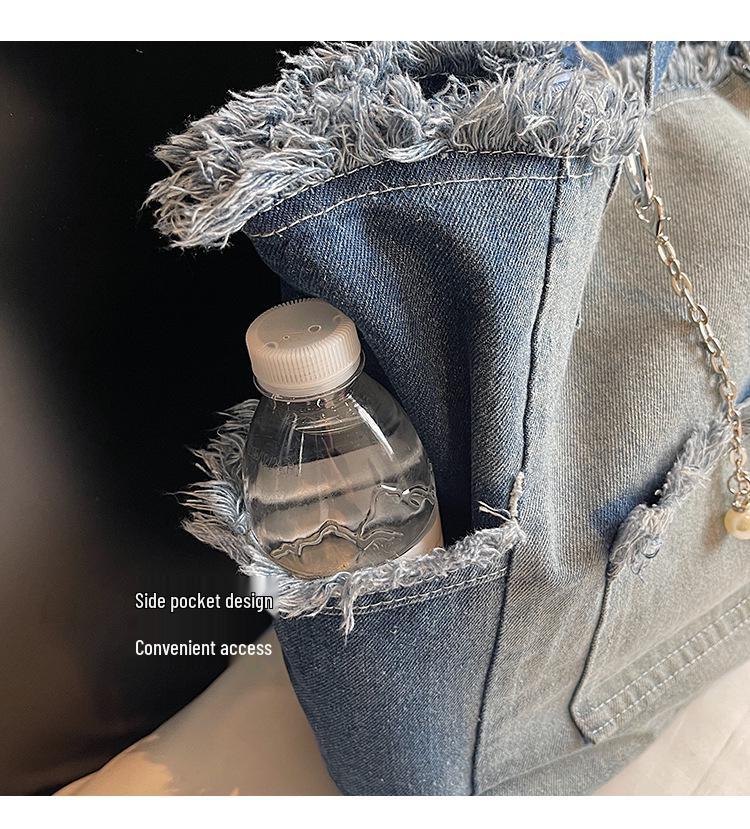 Градиентная джинсовая сумка-тоут большой вместимости - Универсальная сумка через плечо для поездок