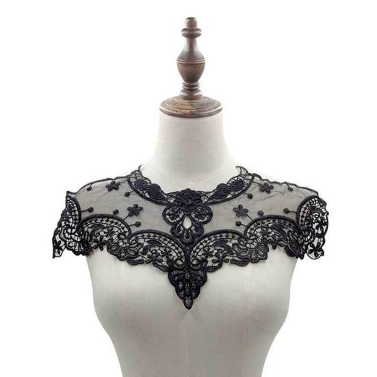 Lace Embroidered Fake Collar Hollow See-through Lace Flower Pattern False Collar Lace Embellished Clothing Accessory
