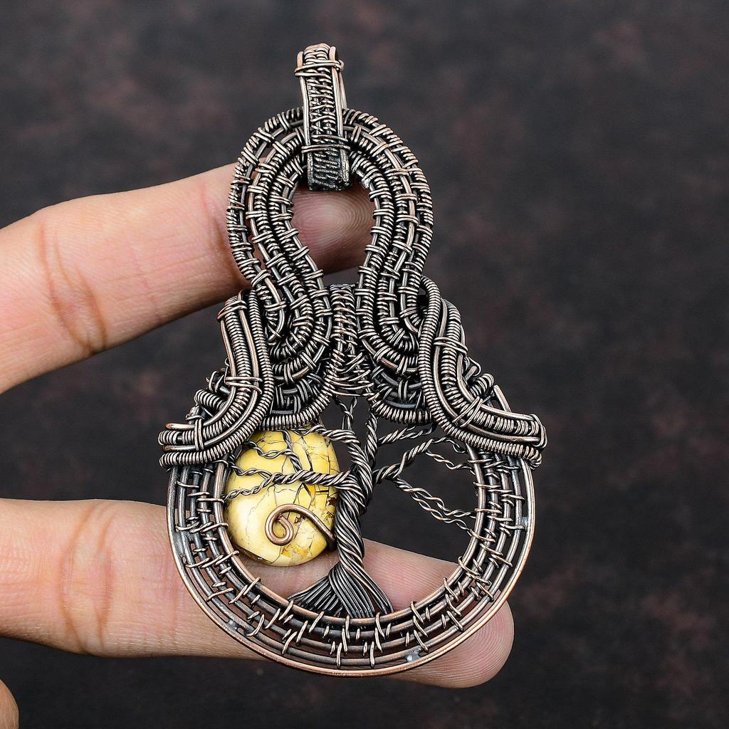 Tree Of Life Brecciated Mookaite Pendant Copper Wire Wrapped Pendant Handmade Jewelry Gemstone Pendant Gift For Mom Beautiful Copper Jewelry