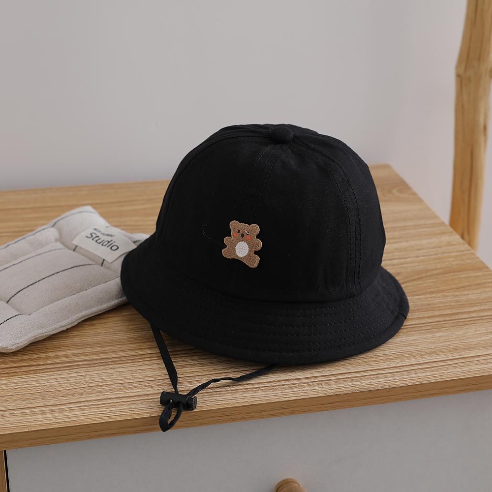 Children's Plush Cloth Cartoon Animal Happy Little Bear Dome-Shaped Hat with Rope and Adjustable Strap for Outdoor Play Fishing