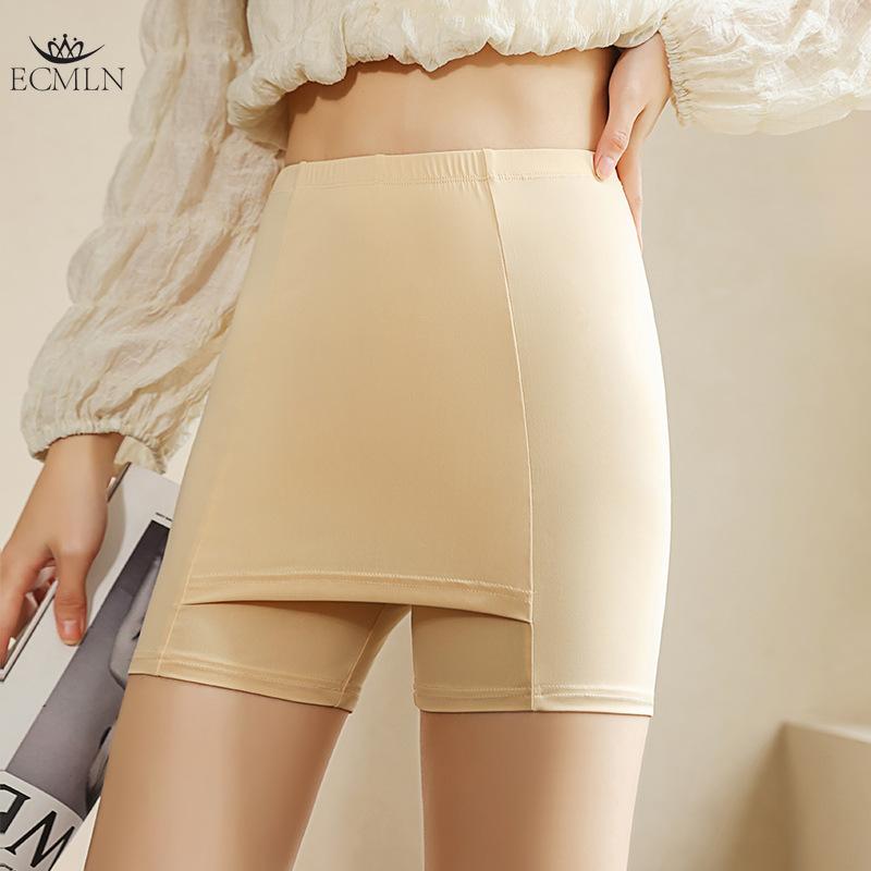 Summer Women's Shorts Underwear Ice Silk Safety Pants Leggings Large Size Seamless Anti-exposure Women's Ultra Thin Stretch Short Leggings
