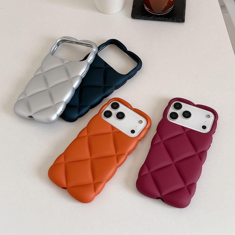 Матовый оранжевый 3D чехол с алмазным узором для iPhone 17 16 15 14 13 12 11 Pro Max Мягкий ударопрочный силиконовый чехол для девочек