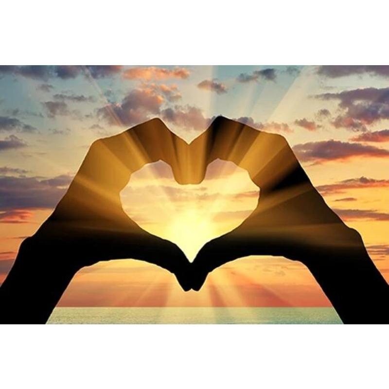 Очаровательное сердце рука закат пейзаж картина маслом плакат тема и печать фреска украшение гостиной