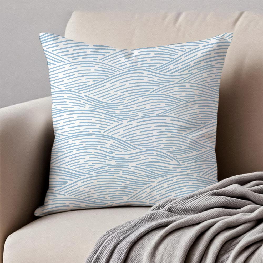Elegant Chinese traditiona Wave Cliff Pattern Cushion Cover Pillowcase Antidustmite Invisible Zipper Short Plush Sofa Cushion