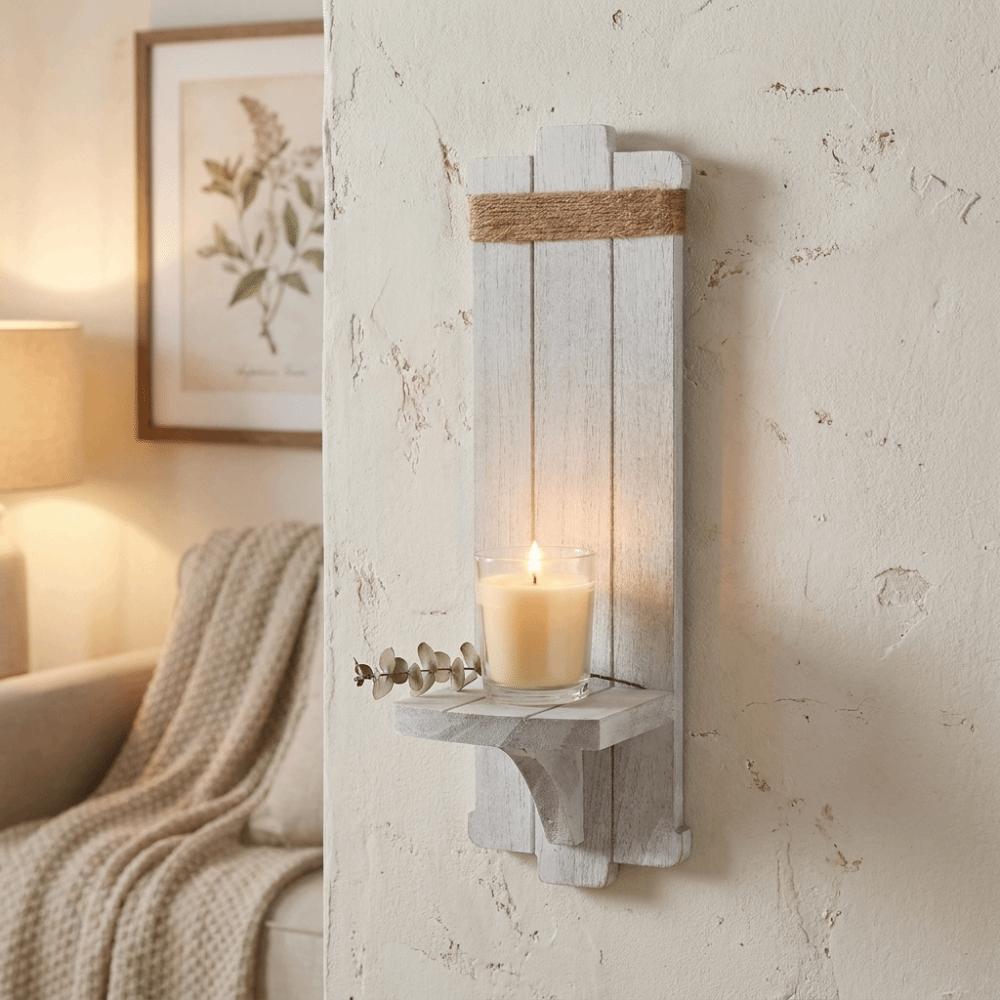 Wall Hanging Wall-Mounted Candlestick Wooden Floating Shelf Display Stand Storage Rack Bedroom
