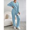 Pajamas Two Piece Suit Women's New Casual Straight Leg Pants Temperament Loose V Neck Pit Knit Suit