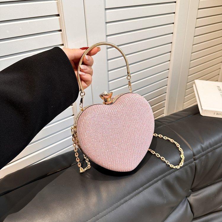 2025baga Dinner Bag High-end Sweet Love Small Bag Women's Bag Versatile Chain Handbag Shoulder Crossbody Bag