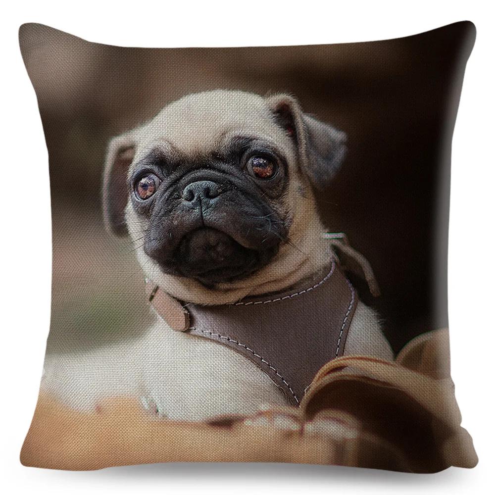 Both Sided Pug Dog Print Cushion Cover Decoration Pet Animal Pillow Case for Sofa Home Car Linen Pillowcase 45x45cm