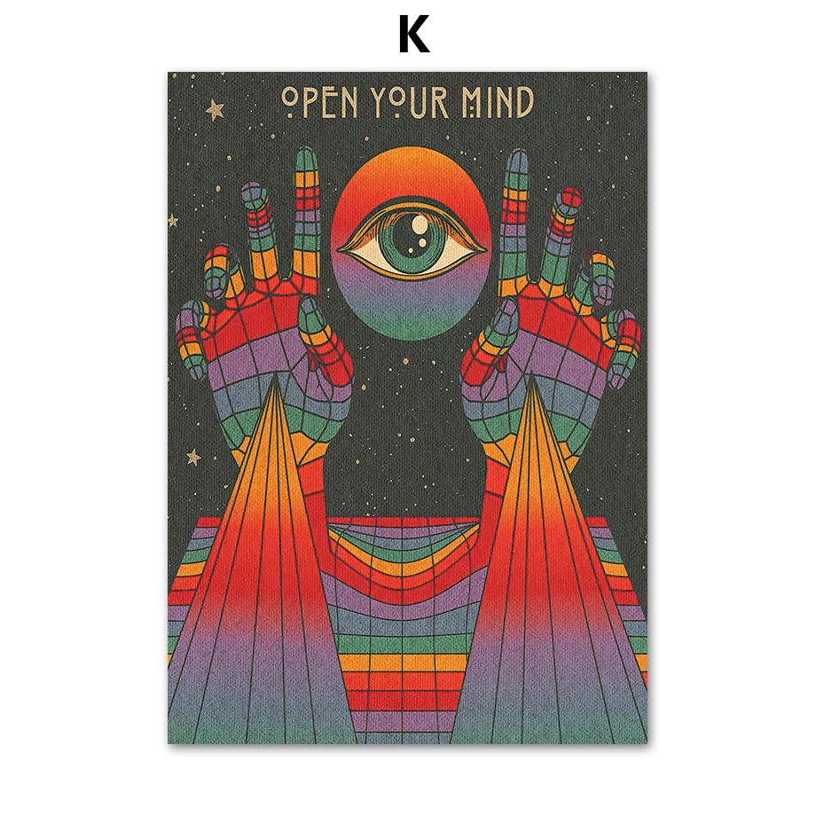 Психоделический глаз гриб рок-группа ретро бохо настенное искусство скандинавские постеры картины на холсте принты настенные картины для декора гостиной