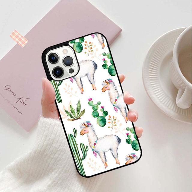 Cute Llama Alpaca Animals Cartoon Phone Case Cover for iPhone 17 Air 16 15 14 13 11 12 Pro Max Plus Shell Coque