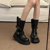 Британские ботинки Мартин женские новые весенне-осенние универсальные ретро двухсторонние полусапоги на толстой подошве черные ботинки