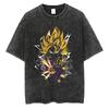Модная Ретро Футболка Dragon Ball Режим Зверя Винтажная Высококачественная Футболка Стиранная Аниме Хлопок Повседневная Футболка для Родителей и Детей