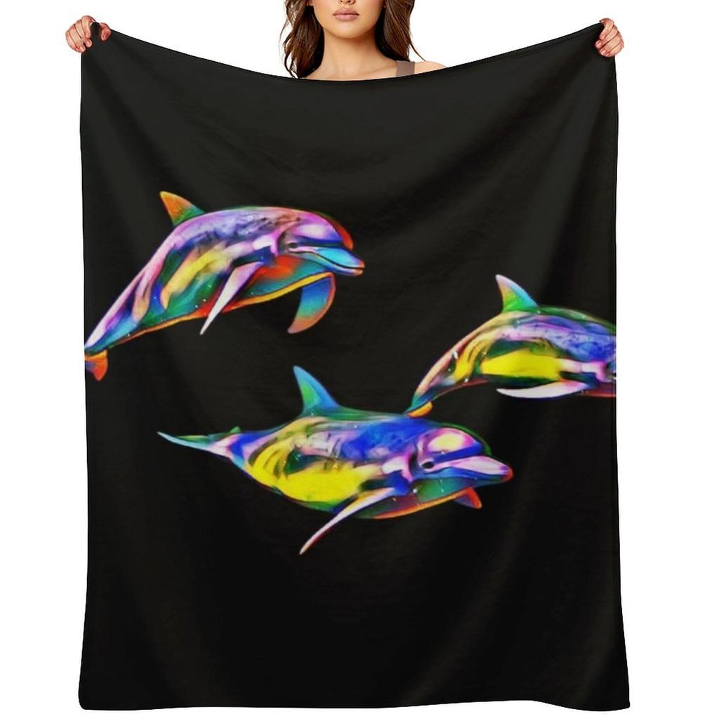 Dolphin Trio Throw Blanket Comforter Soft Big Decorative Beds warm for winter Blankets