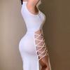 Elegant Black Sleeveless Bandage Sexy Dress for Women Club Party Backless Tank Dresses Skinny Fashion Summer