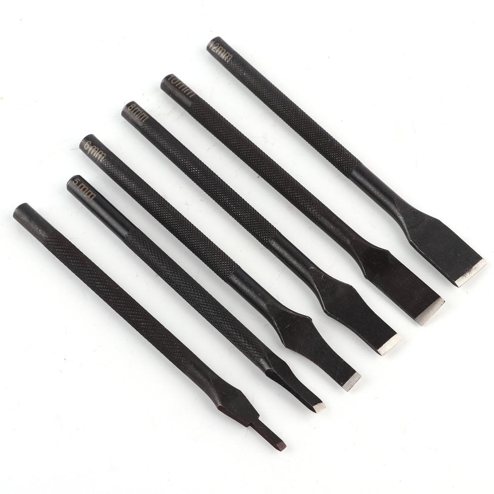 6pcs 3mm to 12mm Punchers Leather Craft Tool Set Straight Slot Punch Kit Wallet Making