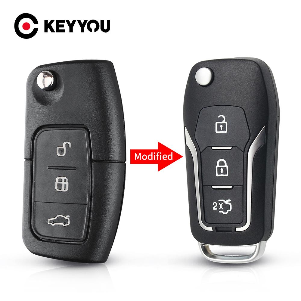 KEYYOU 3 Buttons Modified Filp Car Remote Key Shell For Ford Mondeo Focus Fiesta C Max S Max Galaxy Fob Keyless Entry Case