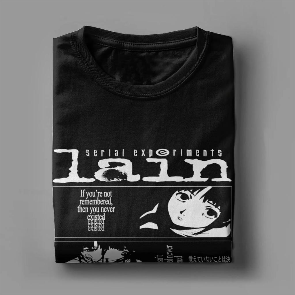 Men Women Serial Experiments Lain Anime Shirt 100% Cotton Print Tee Shirts Lain Lwakura Cartoon Top Clothing