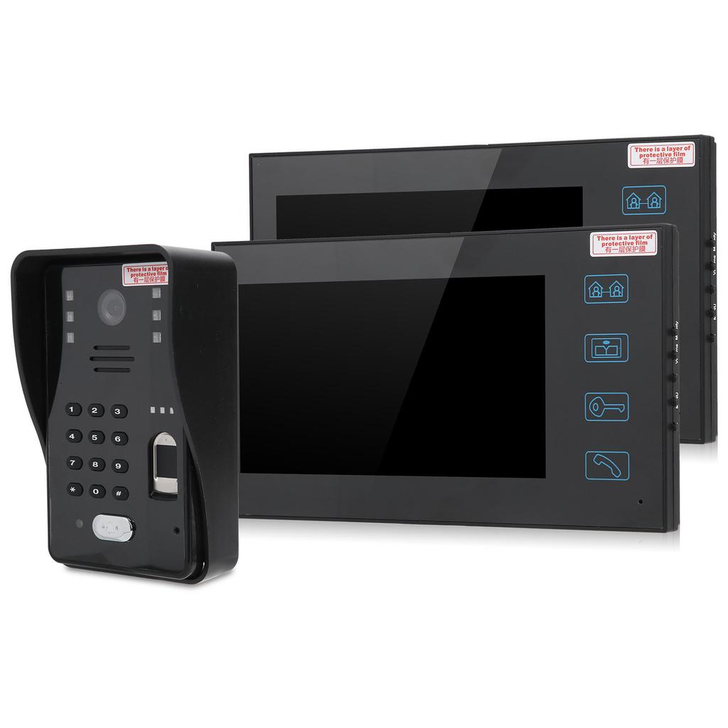 7-дюймовый видеодомофон с 2 мониторами, отпечатками пальцев, паролем, идентификационной картой, удаленной разблокировкой, комплектом контроля доступа