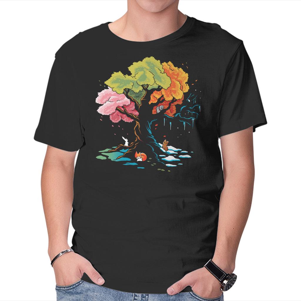 Unisex Crew Neck T-Shirt Season Tree Graphic Short Sleeve Casual Tee