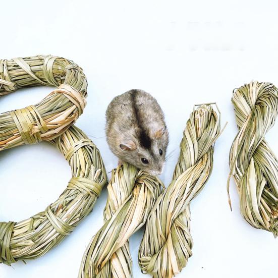 Molar Toy Multifunctional Attractive Natural Grass Ring Rabbit Toy for Bunny