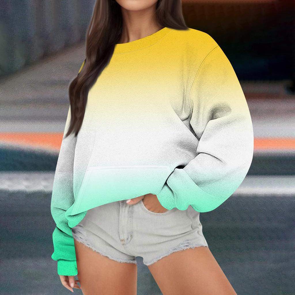 Женская повседневная модная Свободная толстовка с длинным рукавом и круглым вырезом с принтом