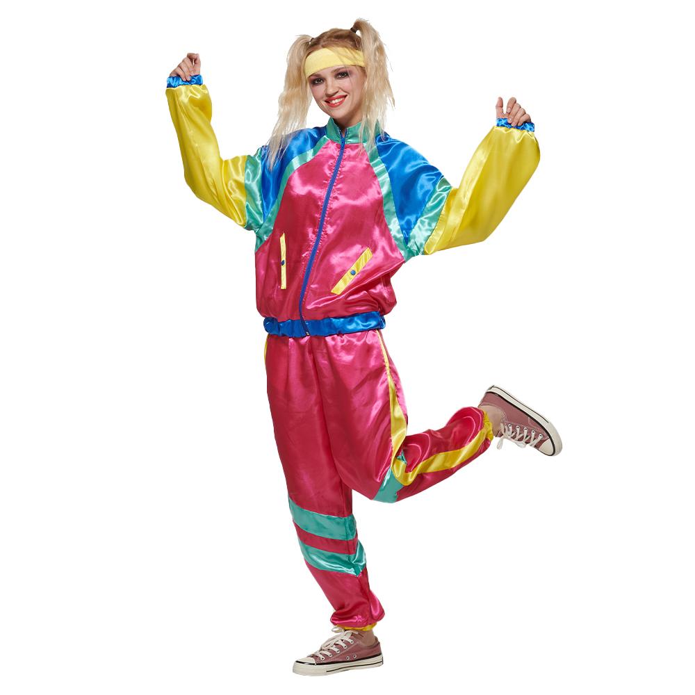 Женский костюм 80-х годов, ретро-одежда, праздничный костюм, неоновая одежда