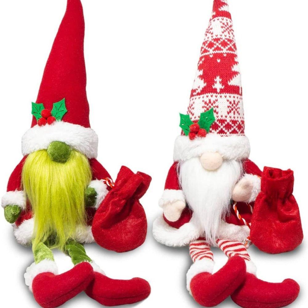 With Full Beard Sitting Long-legged Gnomes Old Man Ornament Plush Dwarf Doll Toys Festival