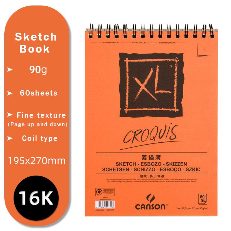 Книга для рисования CANSON Art 16K/8K/A4/A3 для эскизов/маркеров/акрила/акварели/карандашей/тонер-стиков Книга из крафт-бумаги Серия XL