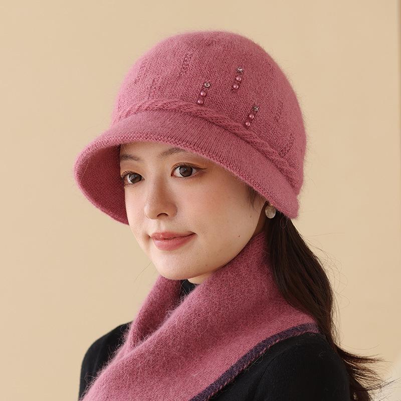 Hat Ladies Knitted Wool Hat Fashion Thermal Hat Peaked Hat Autumn and Winter New