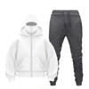 Mens Oversized Zip-Up Hoodie Matching Jogger Set Casual Winter Two-Piece Outfit