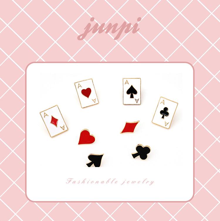 Японский металлический набор брошей для покера Харадзюку: Набор из восьми булавок для воротника и лацкана