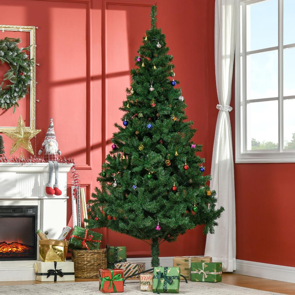 Artificial Christmas Tree 210 cm with 1036 Branches Ornaments Pinecones Christmas Decoration for Indoors Green