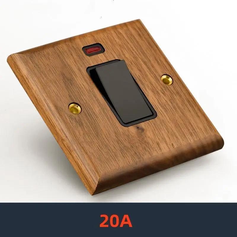 Retro Uk 13A Wall 2gang2way Light Switch,antique Villa High Power USB C Fast Charging Solid Wood Socket,home Speed Dimming Panel