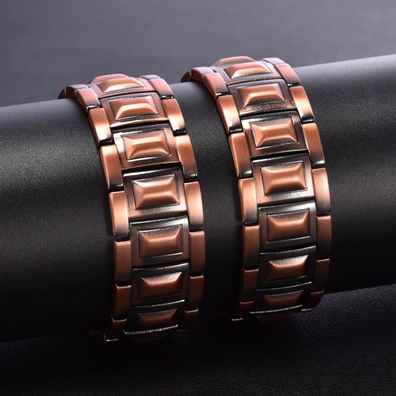 Copper Tone Magnetic Bracelet Couples Geometric Cross Design Vintage Style Electroplated Unisex Jewelry