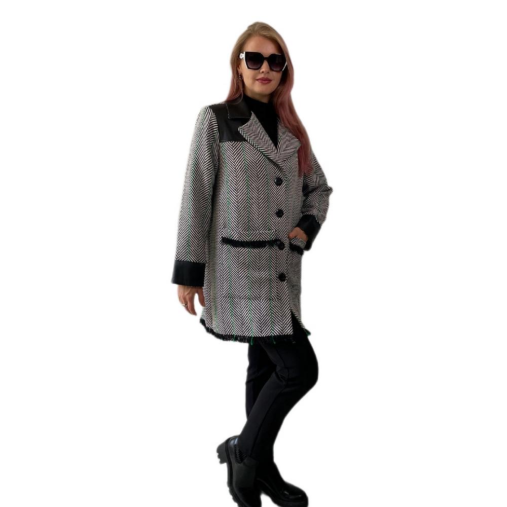 Fierte Women's Large Size Coat Lm96020 Button Closure Lining Leather Detail
