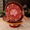 Fruit Offering Plate for Buddha, Deity Altar Plate with Alloy Lotus Flower, God of Wealth, Guanyin Bodhisattva.