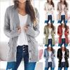 Autumn/Winter V-Neck Cardigan Sweater for Women - Single-Breasted Long Sleeve Knitwear Coat