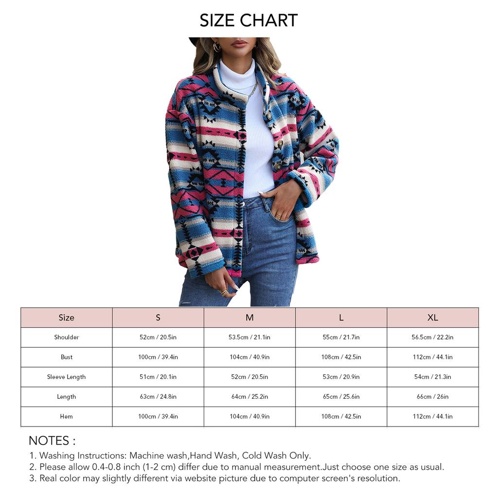 Женская куртка Aztec Shacket с геометрическими узорами, с длинным рукавом, на пуговицах, флисовое короткое пальто для дома