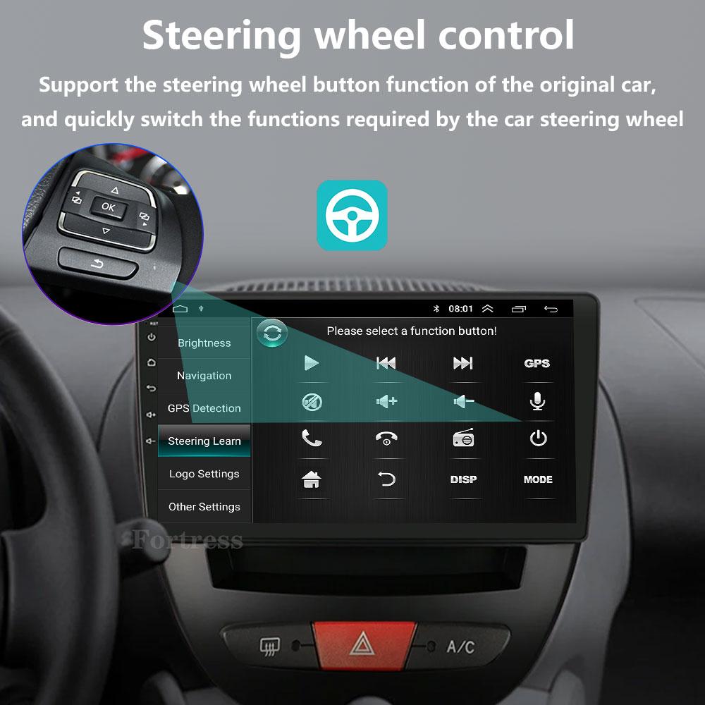 Android 14 2 Din Car Multimedia Player For Peugeot 107 Toyota Aygo Citroen C1 2005-2014 Carplay Stereo GPS Navigation BT WIFI