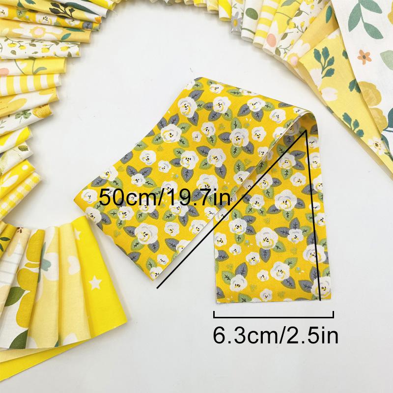 40 шт. Предварительно нарезанные ткани 6,3x50 см Пэчворк Квилтинг Швейный материал Желейные рулеты Сделай сам Желтая принтованная хлопковая полоска