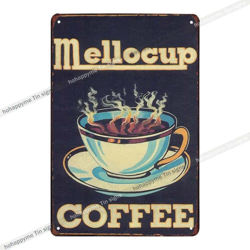 Coffee Vintage Signs Tin Metal Art Iron Painting Decoration Cafe Pub Club Bar Retro Poster Wall Stickers Home Decor 20x30cm